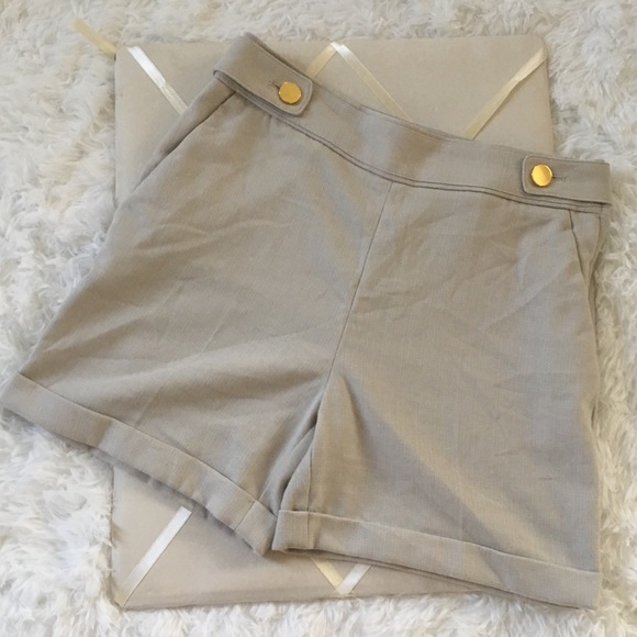 H&M Pants - H&M Beige Shorts With Gold Buttons